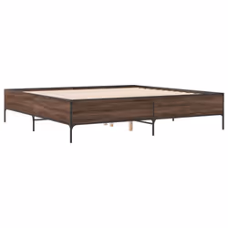 vidaXL Bed Frame Home Bed Base Mattress Foundation Engineered Wood and Metal - brown oak, 200 x 200 cm - Additional view 5
