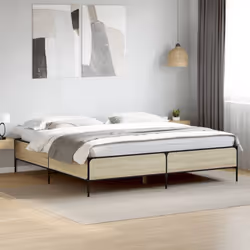 vidaXL Bed Frame Home Bed Base Mattress Foundation Engineered Wood and Metal - sonoma oak, 180 x 200 cm - Additional view 2