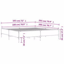 vidaXL Bed Frame Home Bed Base Mattress Foundation Engineered Wood and Metal - sonoma oak, 180 x 200 cm - Additional view 3