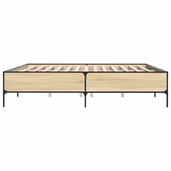 vidaXL Bed Frame Home Bed Base Mattress Foundation Engineered Wood and Metal - sonoma oak, 180 x 200 cm - Additional view 4