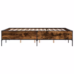 vidaXL Bed Frame Home Bed Base Mattress Foundation Engineered Wood and Metal - smoked oak, 160 x 200 cm - Additional view 4
