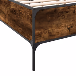 vidaXL Bed Frame Home Bed Base Mattress Foundation Engineered Wood and Metal - smoked oak, 160 x 200 cm - Additional view 6