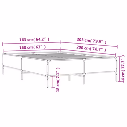vidaXL Bed Frame Home Bed Base Mattress Foundation Engineered Wood and Metal - brown oak, 160 x 200 cm/ 44 cm - Additional view 3