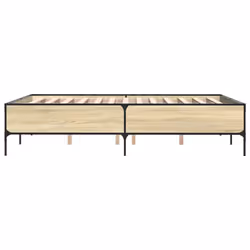 vidaXL Bed Frame Home Bed Base Mattress Foundation Engineered Wood and Metal - sonoma oak, 150 x 200 cm/ 44 cm - Additional view 4