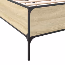 vidaXL Bed Frame Home Bed Base Mattress Foundation Engineered Wood and Metal - sonoma oak, 150 x 200 cm/ 44 cm - Additional view 6