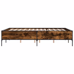 vidaXL Bed Frame Home Bed Base Mattress Foundation Engineered Wood and Metal - smoked oak, 150 x 200 cm - Additional view 4