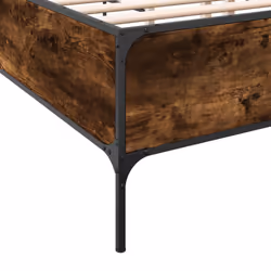 vidaXL Bed Frame Home Bed Base Mattress Foundation Engineered Wood and Metal - smoked oak, 150 x 200 cm - Additional view 6