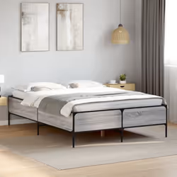 vidaXL Bed Frame Home Bed Base Mattress Foundation Engineered Wood and Metal - grey sonoma, 150 x 200 cm - Additional view 2