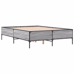vidaXL Bed Frame Home Bed Base Mattress Foundation Engineered Wood and Metal - grey sonoma, 150 x 200 cm - Additional view 5