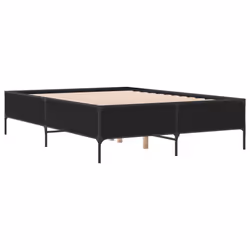 vidaXL Bed Frame Home Bed Base Mattress Foundation Engineered Wood and Metal - black, 140 x 200 cm