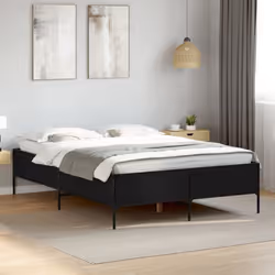 vidaXL Bed Frame Home Bed Base Mattress Foundation Engineered Wood and Metal - black, 140 x 200 cm