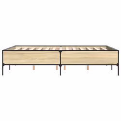 vidaXL Bed Frame Home Bed Base Mattress Foundation Engineered Wood and Metal - sonoma oak, 140 x 200 cm/ 44 cm - Additional view 4