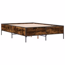 vidaXL Bed Frame Home Bed Base Mattress Foundation Engineered Wood and Metal - smoked oak, 140 x 200 cm/ 44 cm - Additional view 2
