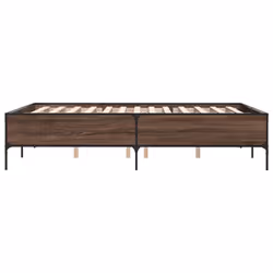 vidaXL Bed Frame Home Bed Base Mattress Foundation Engineered Wood and Metal - brown oak, 140 x 200 cm - Additional view 4