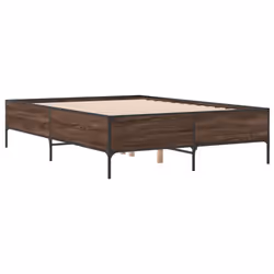 vidaXL Bed Frame Home Bed Base Mattress Foundation Engineered Wood and Metal - brown oak, 140 x 200 cm - Additional view 5