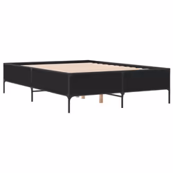 vidaXL Bed Frame Home Bed Base Mattress Foundation Engineered Wood and Metal - black, 120 x 200 cm - Additional view 5