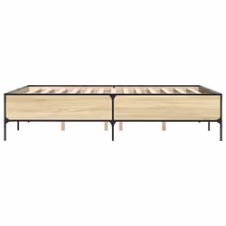 vidaXL Bed Frame Home Bed Base Mattress Foundation Engineered Wood and Metal - sonoma oak, 120 x 200 cm/ 44 cm - Additional view 4