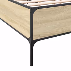 vidaXL Bed Frame Home Bed Base Mattress Foundation Engineered Wood and Metal - sonoma oak, 120 x 200 cm/ 44 cm - Additional view 6