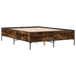 vidaXL Bed Frame Home Bed Base Mattress Foundation Engineered Wood and Metal - smoked oak, 120 x 200 cm