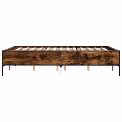 vidaXL Bed Frame Home Bed Base Mattress Foundation Engineered Wood and Metal - smoked oak, 120 x 200 cm - Additional view 4