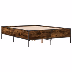 vidaXL Bed Frame Home Bed Base Mattress Foundation Engineered Wood and Metal - smoked oak, 120 x 200 cm - Additional view 5