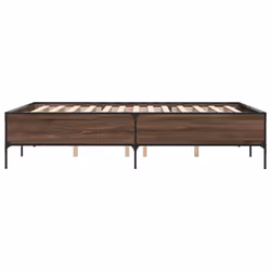 vidaXL Bed Frame Home Bed Base Mattress Foundation Engineered Wood and Metal - brown oak, 120 x 200 cm - Additional view 4