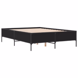 vidaXL Bed Frame Home Bed Base Mattress Foundation Engineered Wood and Metal - black, 140 x 190 cm