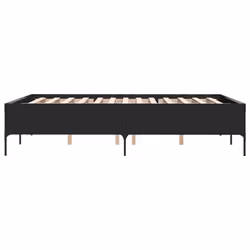 vidaXL Bed Frame Home Bed Base Mattress Foundation Engineered Wood and Metal - black, 135 x 190 cm - Additional view 4
