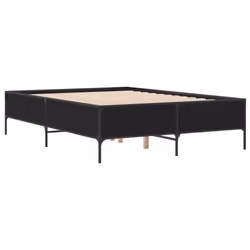 vidaXL Bed Frame Home Bed Base Mattress Foundation Engineered Wood and Metal - black, 135 x 190 cm - Additional view 5