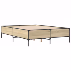 vidaXL Bed Frame Home Bed Base Mattress Foundation Engineered Wood and Metal - sonoma oak, 135 x 190 cm