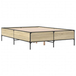 vidaXL Bed Frame Home Bed Base Mattress Foundation Engineered Wood and Metal - sonoma oak, 135 x 190 cm