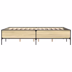 vidaXL Bed Frame Home Bed Base Mattress Foundation Engineered Wood and Metal - sonoma oak, 135 x 190 cm - Additional view 4