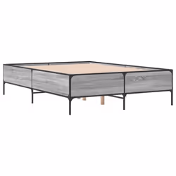 vidaXL Bed Frame Home Bed Base Mattress Foundation Engineered Wood and Metal - grey sonoma, 135 x 190 cm/ 44 cm - Additional view 2