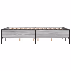 vidaXL Bed Frame Home Bed Base Mattress Foundation Engineered Wood and Metal - grey sonoma, 135 x 190 cm/ 44 cm - Additional view 4