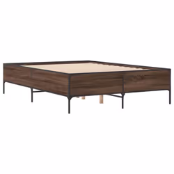 vidaXL Bed Frame Home Bed Base Mattress Foundation Engineered Wood and Metal - brown oak, 135 x 190 cm/ 44 cm - Additional view 2