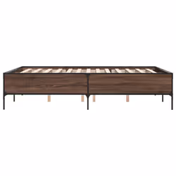 vidaXL Bed Frame Home Bed Base Mattress Foundation Engineered Wood and Metal - brown oak, 135 x 190 cm/ 44 cm - Additional view 4
