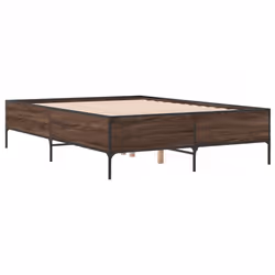 vidaXL Bed Frame Home Bed Base Mattress Foundation Engineered Wood and Metal - brown oak, 135 x 190 cm/ 44 cm - Additional view 5