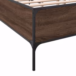vidaXL Bed Frame Home Bed Base Mattress Foundation Engineered Wood and Metal - brown oak, 135 x 190 cm/ 44 cm - Additional view 6