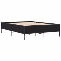 vidaXL Bed Frame Home Bed Base Mattress Foundation Engineered Wood and Metal - black, 120 x 190 cm/ 44 cm - Additional view 2