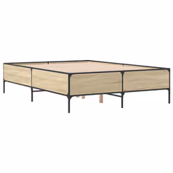 vidaXL Bed Frame Home Bed Base Mattress Foundation Engineered Wood and Metal - sonoma oak, 120 x 190 cm - Additional view 5