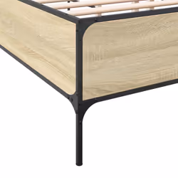 vidaXL Bed Frame Home Bed Base Mattress Foundation Engineered Wood and Metal - sonoma oak, 120 x 190 cm - Additional view 6