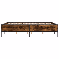 vidaXL Bed Frame Home Bed Base Mattress Foundation Engineered Wood and Metal - smoked oak, 120 x 190 cm - Additional view 4