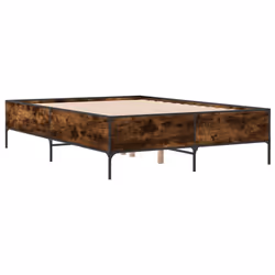 vidaXL Bed Frame Home Bed Base Mattress Foundation Engineered Wood and Metal - smoked oak, 120 x 190 cm - Additional view 5