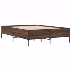 vidaXL Bed Frame Home Bed Base Mattress Foundation Engineered Wood and Metal - brown oak, 120 x 190 cm/ 44 cm - Additional view 2