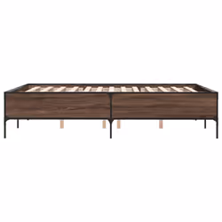 vidaXL Bed Frame Home Bed Base Mattress Foundation Engineered Wood and Metal - brown oak, 120 x 190 cm/ 44 cm - Additional view 4