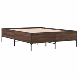 vidaXL Bed Frame Home Bed Base Mattress Foundation Engineered Wood and Metal - brown oak, 120 x 190 cm/ 44 cm - Additional view 5