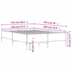 vidaXL Bed Frame Home Bed Base Mattress Foundation Engineered Wood and Metal - brown oak, 120 x 190 cm/ 44 cm - Additional view 8