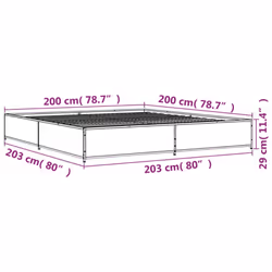 vidaXL Bed Frame Bed Base Sonoma Oak 160x200 cm Engineered Wood and Metal - black, 200 x 200 cm - Additional view 3