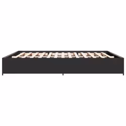 vidaXL Bed Frame Bed Base Sonoma Oak 160x200 cm Engineered Wood and Metal - black, 200 x 200 cm - Additional view 4