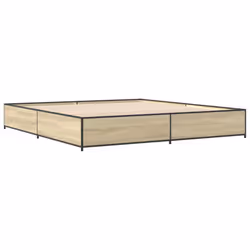 vidaXL Bed Frame Bed Black 180x200 cm Super King Engineered Wood and Metal - sonoma oak, 200 x 200 cm/ 29 cm - Additional view 2
